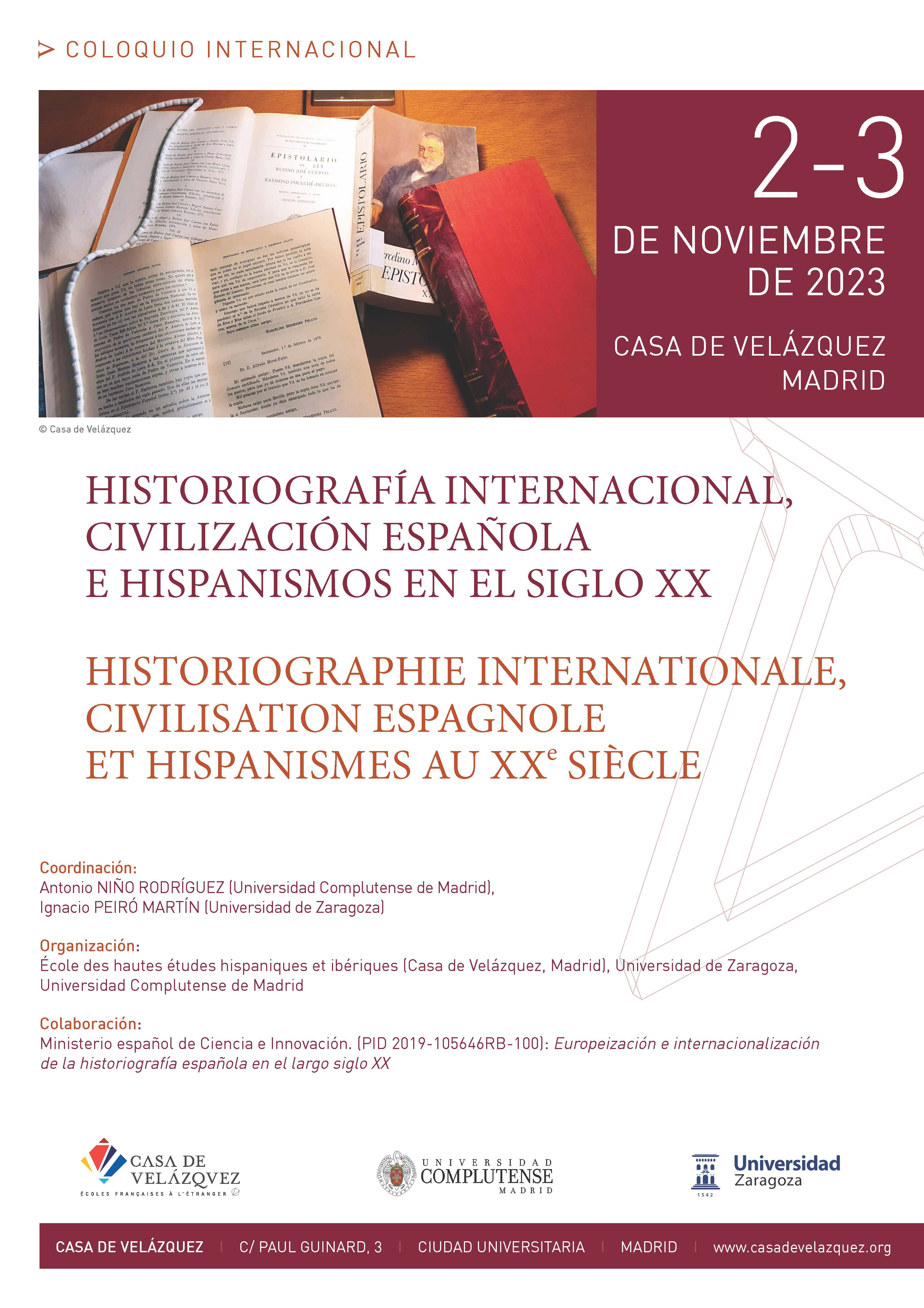 Coloquio Internacional: Historiografía internacional, cIvilización española e hispanismos en el siglo XX (2-3.11.2023)
